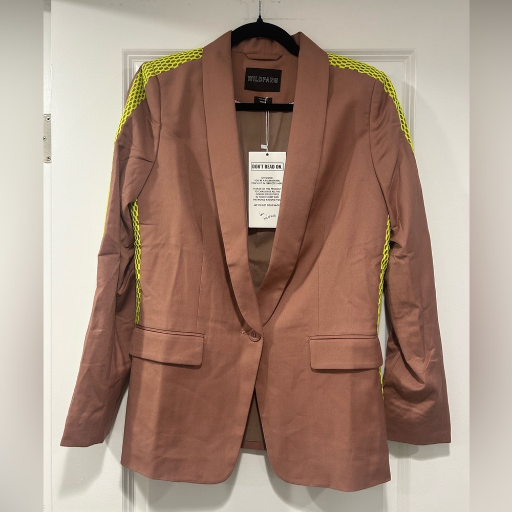 Nwt Wildfang The Empower Colorblock Tux Blazer Rose Brown Neon Size Medium — image 2 of 7